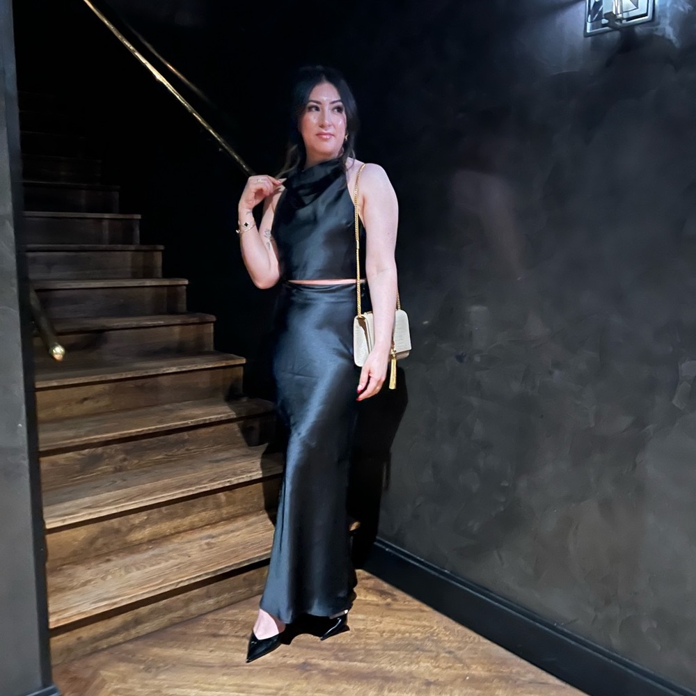 Elegant Black Satin Dress
